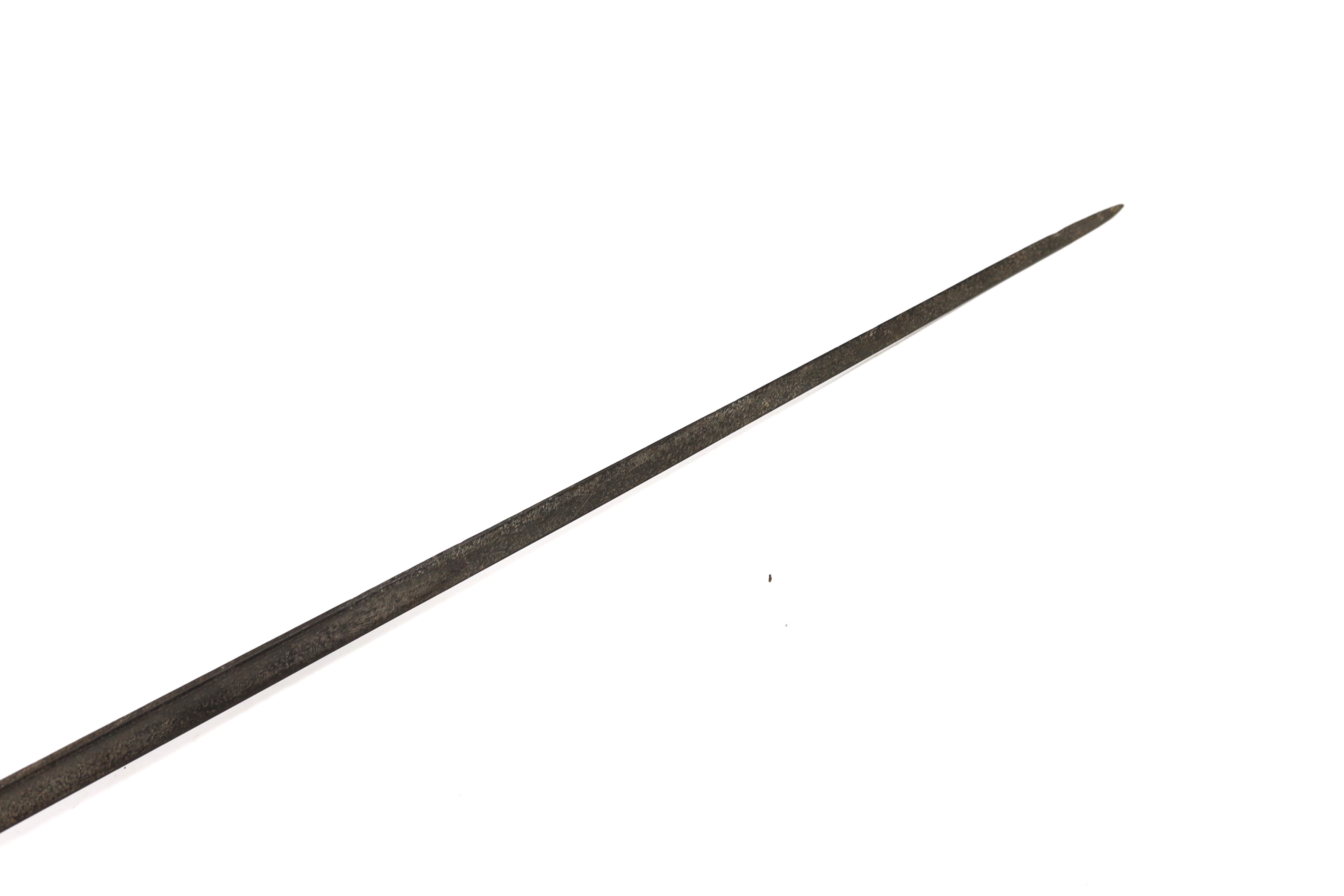 A World War I artillery officer’s sword with nickel guard, blade 82cm